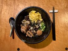 I have been making soup noodles of late that is inspired by washoku; this is the first time that I put shredded eggs in one; you can see one precious Hokkaido dried scallop there
