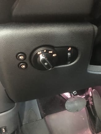 Installed euro switch with rear fog button