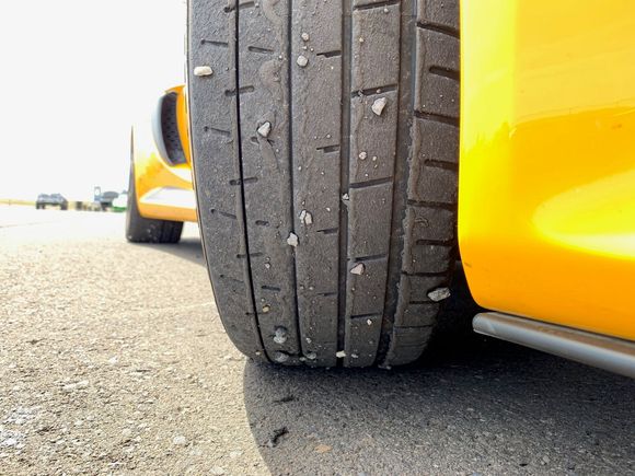 while I was breaking the car in, I didn't just pamper it; these are the stock tires that are 4 years old