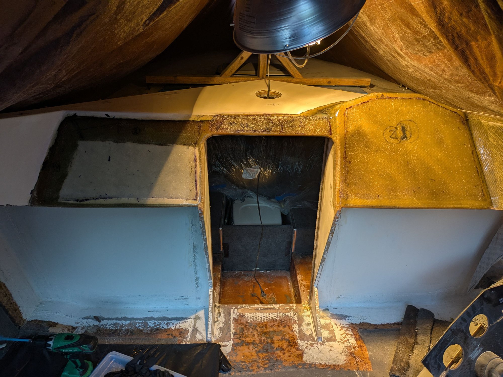 Laid up some CSM in the low spots on the dash so I don't have to use much filler. All my low spots are less than 1/8