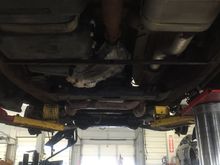By 1:30 had t case driveshaft trans cross member etc all bolted in and buttoned up