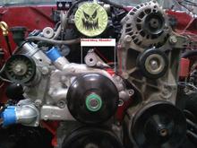 Water pump off a '07 silverado. Pulley relocation. Ready for LS6 intake.