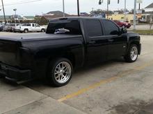 side shot .. fronts are 20x8's and rears are 20x10 w/ 3.75" offset