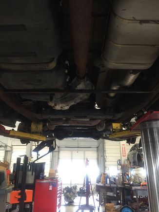 By 1:30 had t case driveshaft trans cross member etc all bolted in and buttoned up