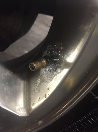 Right rear valve stem (tpms stem anyway) leaking worst of all, had roughly the same response fron the keft rear and left fromt as well...