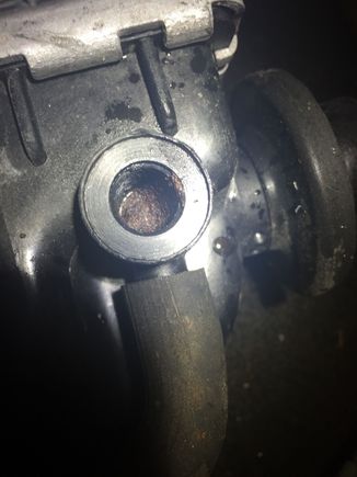 This is the petcock hole in the old radiator.....