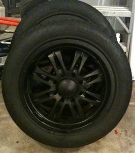 Four gm eight lug wheels with tires and one wheel for spare. They are 20"x8.5" in great condition. Tires are BFG 265/50R20 and hardly used. $800.00 shipping