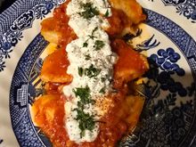 Pot stickers with cottage cheese. 