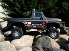 Custom 79' Ford F-150 Trail Rig, GCM Cross Canyon chassis with RC4WD T-Rex 60 axles, AX10 transmission, Fireball 55T Motor and Castle Mamba Max ESC.
