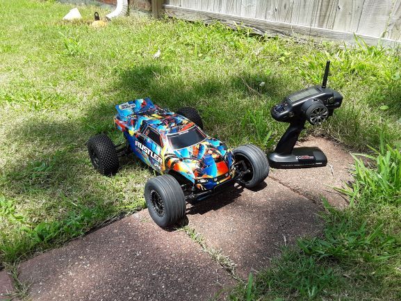 R43X Rustler on the grass track 'yard of bricks.'