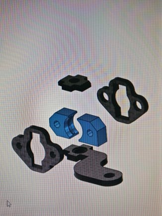 Carbon and plastic (blue) parts.