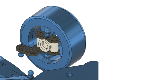 Wheelhub concept with 5x8x2.5 bearings and 2x 2.5 mm carbon plates. The lower one is the steering arm + lower ball head holder, the upper one bridges the ball head. Ball to ball distance: 23mm.