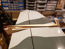 First R9 rib goes in glued to top of H-stab with a support at its TE.