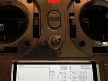 Here you see my nice linear curve and the associated numbers.  I have assigned the mix activation to Switch E to allow throttle stick movement with activating the mix.