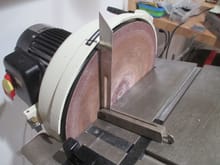 The table of my 12" disc sander was then set to that angle.