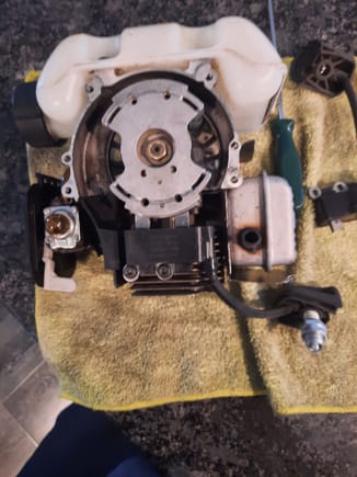 have a ryobi  2 cycle leaf blower  I have spark and compression  I took off the carburetor  and clean it getting gas,im thinking the timing if I put the piston at TDC what position  should the magnet  on the flywheel be?.
Thanks