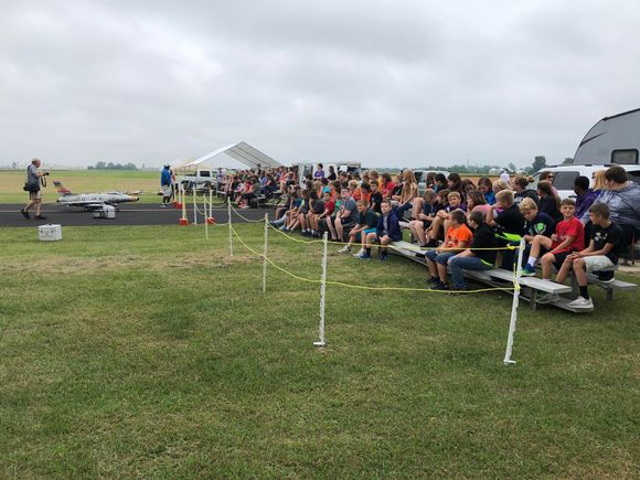 Lewis Patton speaking to kids from a local school
