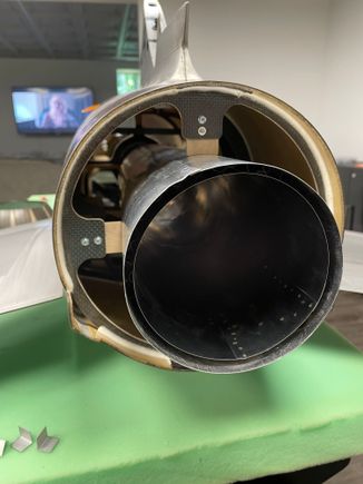 It is necessary to add ply extension pieces to the back of the carbon former to support the tailpipe at the back of the fuselage. These are not included so you will need to make your own ply extensions. 

Supporting the pipe at four locations is sufficient because the outer pipe is very rigid. 