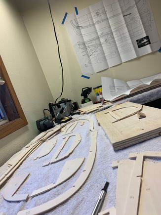 Remembering how to trim and sand die-cut wood parts.  A flat style razor blade made all the difference for getting clean notches.