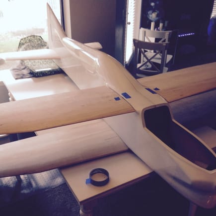 Upper wing in place while the tube socket glue dries.