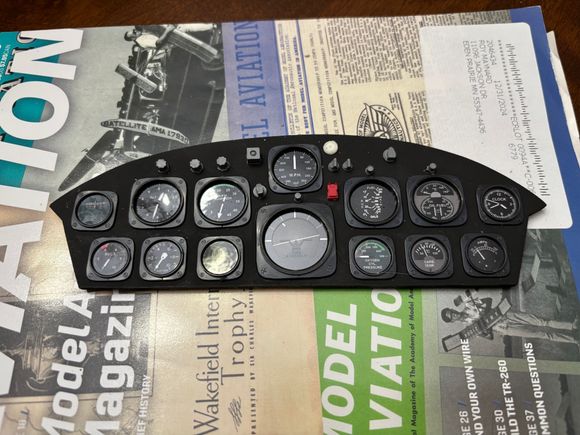 instrument panel (non-scale)
No room for scale cockpit due to flight batteries but the instrument panel will liven things up a little 