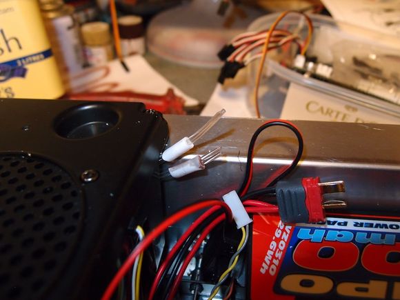 The 4 fibre optic cables ,when cut an leds will fit in the tubes.