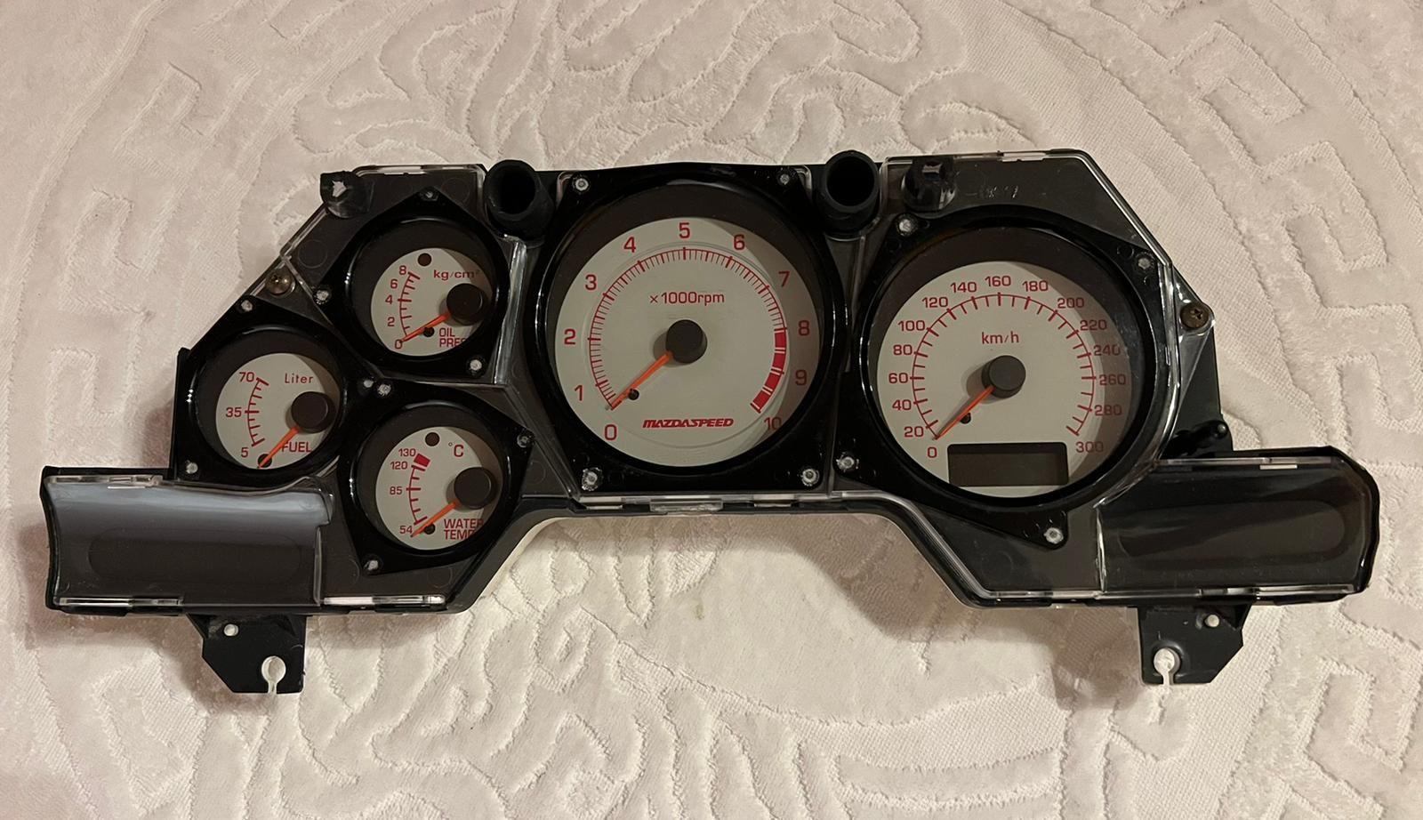 Interior/Upholstery - Mazdaspeed White Faced A-Spec Instrument Cluster - Used - 1992 to 2002 Mazda RX-7 - London HA27DY, United Kingdom