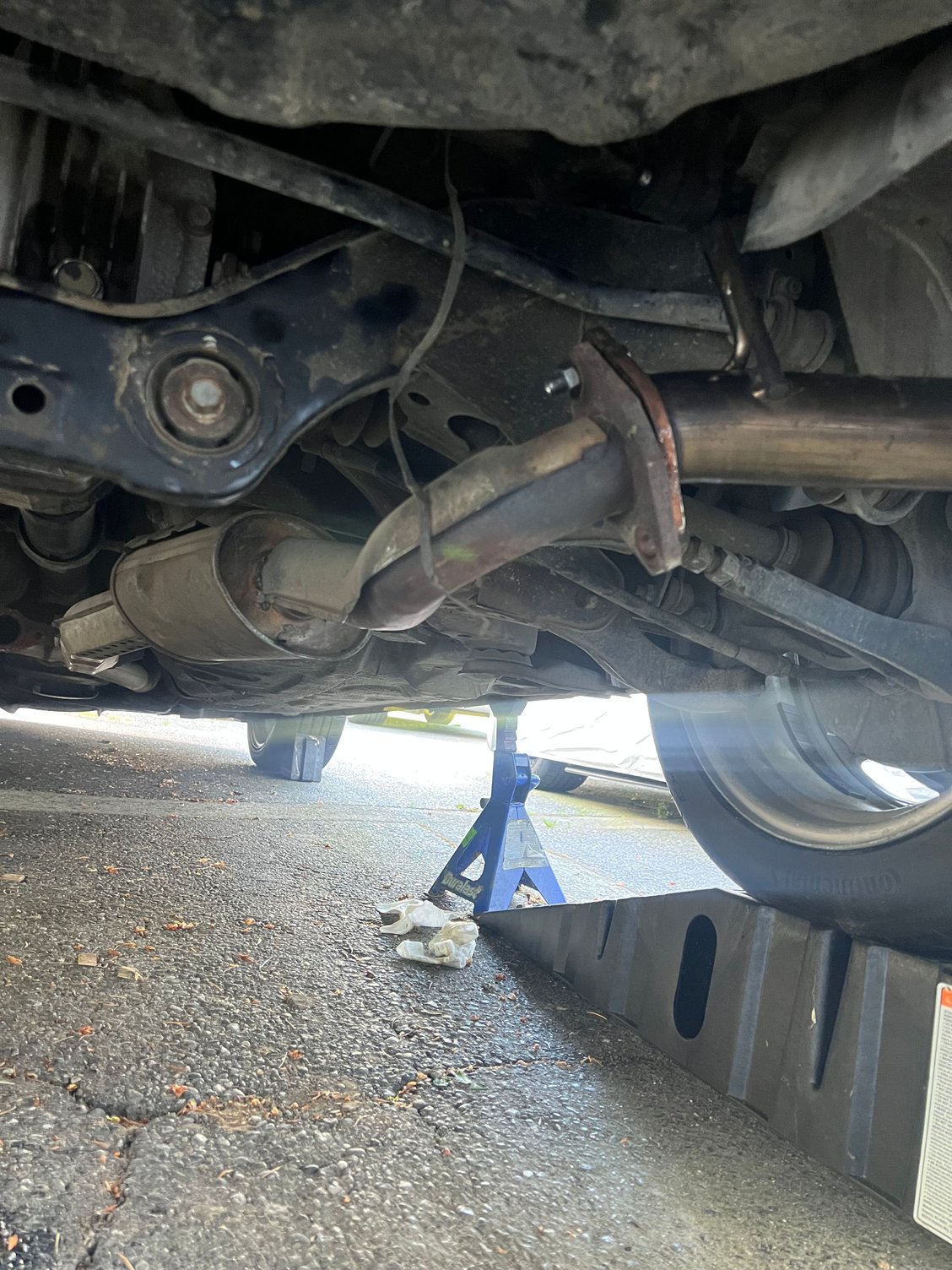 Autoexe muffler bolted to stock midpipe. Fits fine. 