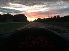 I try to take the 5letter out once a week to keep her vital. I don’t drive her as much now that I’m DDing my MX-5. Beautiful sunset the other night so I pulled out cell and snapped one as I was driving. Looked at pic later..Holy Zero oil pressure Batman!! Wired direct to ground.. phew!! Gauge is ok! Ordered new one from Atkins.. all is good... 