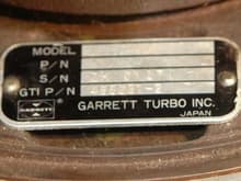 HKS / Garrett turbo
S/N - ZH0107J
GTI P/N - 465981-2