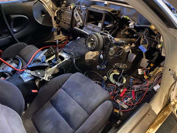 All harnesses stripped back for access 