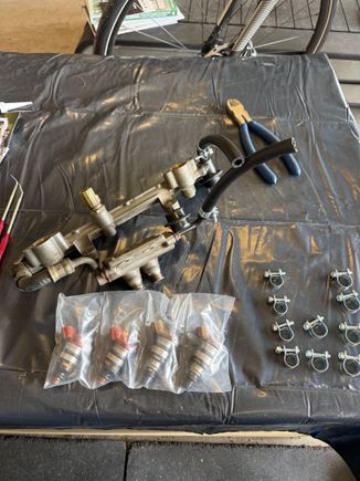 Here is how the injectors came back from boost lab with orings replaced. I put them in the fuel rails just like this. 