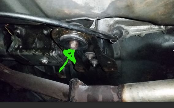 thread size?   d-shaft hits e-brake guide in tunnel, so need to lower the trans mount bracket.