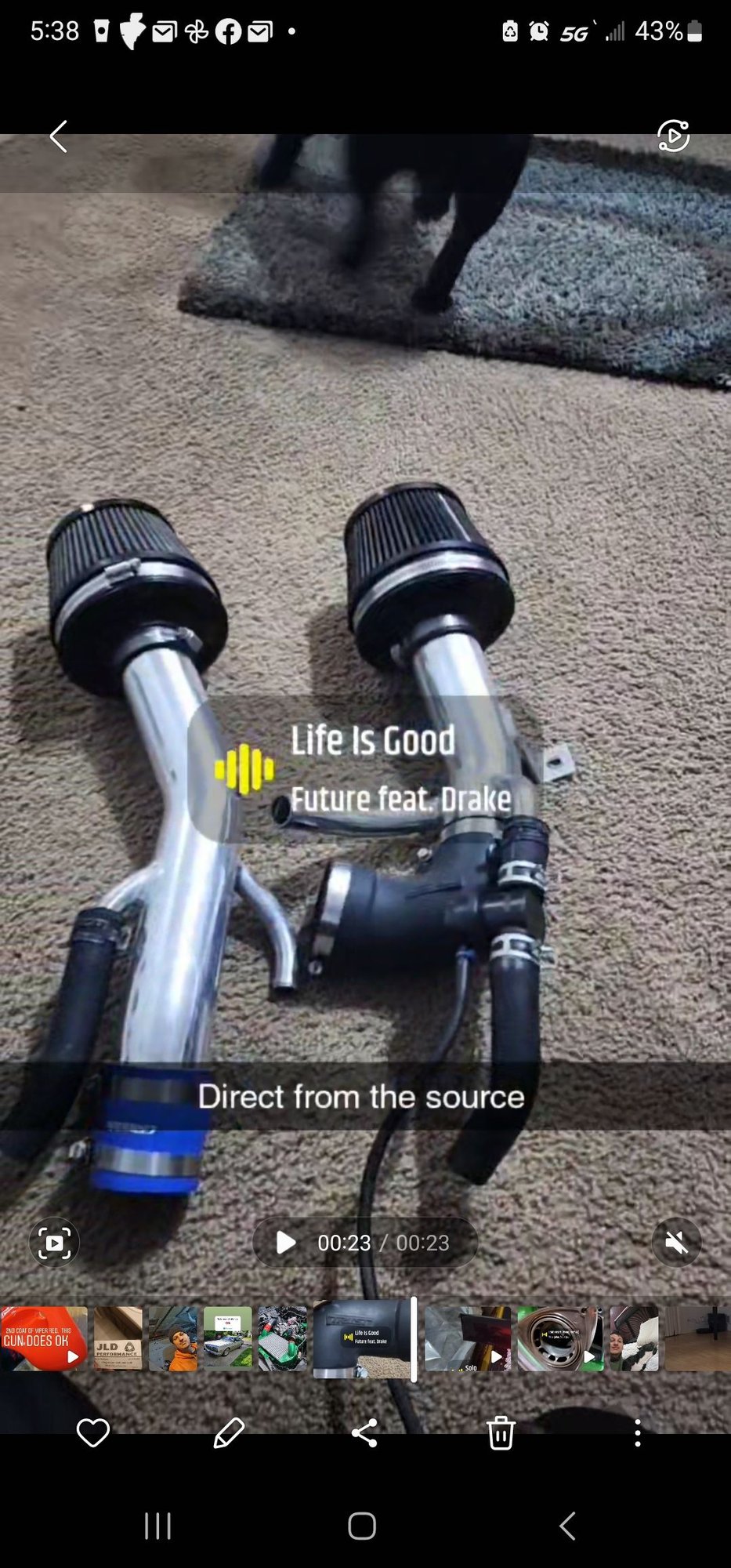 Engine - Intake/Fuel - Trust intake pipes with filters and hoses and intake elbow for turbo - Used - 1992 to 2000 Mazda RX-7 - Kent, WA 98030, United States