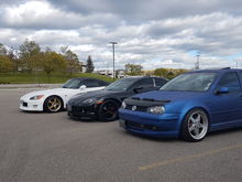 my friends. 
s2k on volkgtc's, golf on work equip 05's and work meister s1R's
