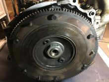 Flywheel with greasy handprint