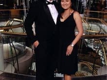 My wife and I on our honeymoon. Yes, the dinner suit is mine and not a rental.
