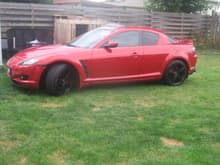 rx8 dside. VHT night shade side markers, Blacked out rims and strakes