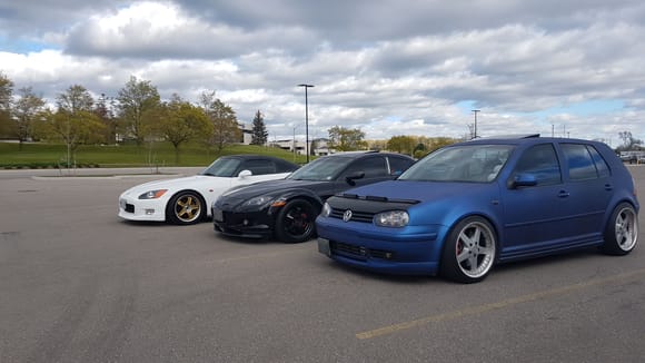 my friends. 
s2k on volkgtc's, golf on work equip 05's and work meister s1R's