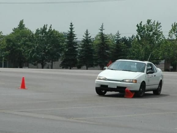 COMP Autocross. July 17 2005.
Think they noticed the cone?
1992 Toyota Paseo on Konig Heliums w/ Toyo RA1's.
