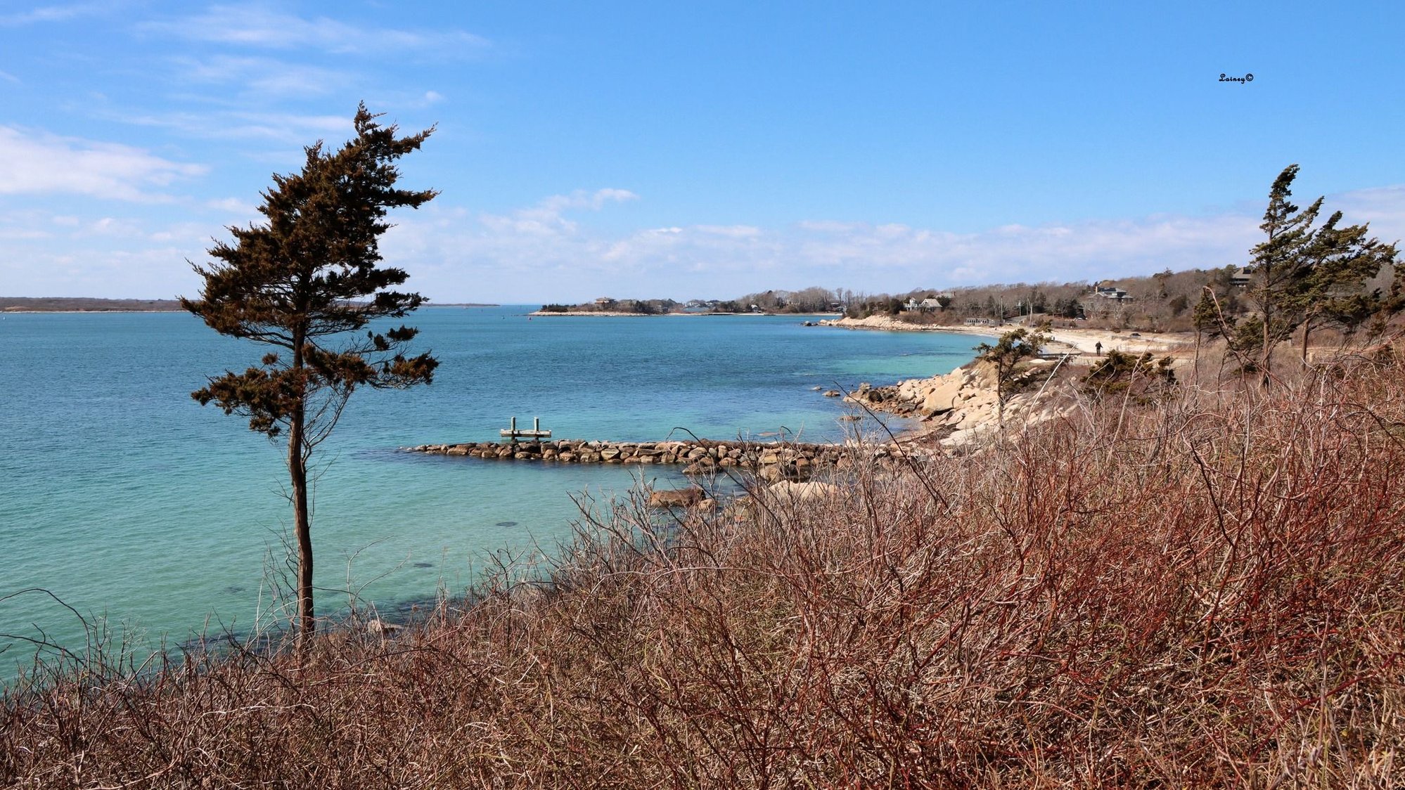 Small beach across from the lighthouse. The water looked pretty today.