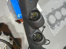 2 AEM serial gauges in a driver side pillar gauge pod.