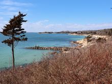 Small beach across from the lighthouse. The water looked pretty today.