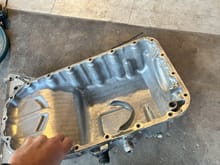 OEM oil pan, tapped for turbo feed and for oil sensor