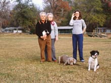 Uncle Ellis Aunt Elsie Deb and Dogs Camp Bryan.JPG