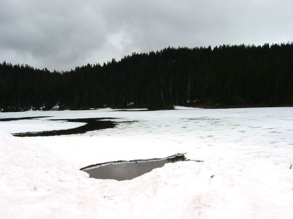 Mostly frozen lake