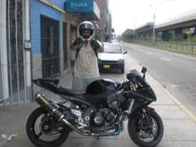 at my painters place with my suzuki gsxr 1000 2007