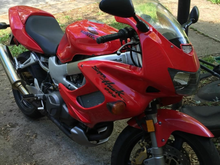 This my bike a week or two before it was stolen, parked under my bedroom window, but steetside