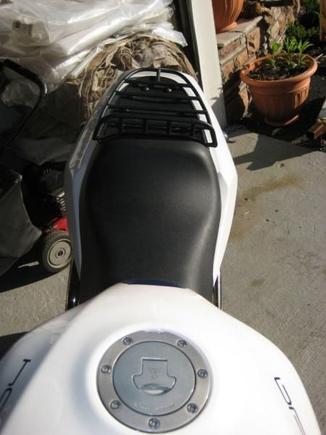 mono seat with integrated cargo rack