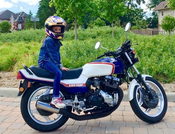 My youngest loves riding around the neighborhood on the 83 CBX550F.  Who knew cruising around in 2nd gear would be so much fun